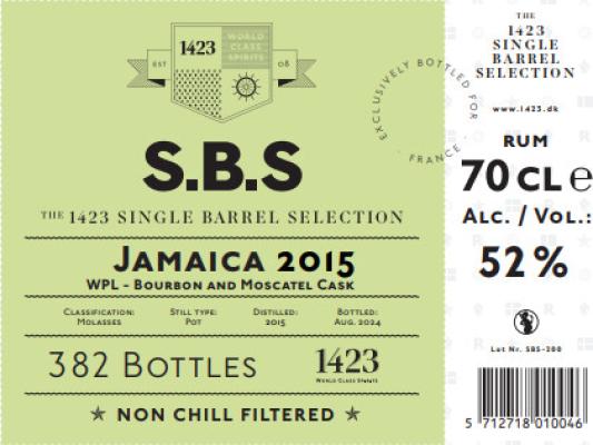 S.B.S 2015 Jamaica WPL Bourbon And Moscatel Cask 9yo 52% 700ml