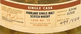 Balblair 2006 Single Cask Amontillado sherry The Whisky Shop 55% 700ml