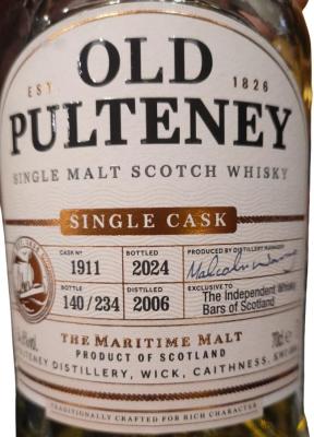 Old Pulteney 2006 Single Cask The Independent Whisky Bars of Scotland 54.6% 700ml