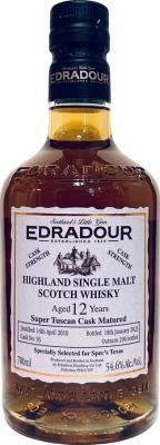 Edradour 2010 Super Tuscan Cask Matured Super Tuscan Spec's Texas 54.6% 700ml