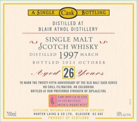 Blair Athol 1997 HL The Old Malt Cask 25th Anniversary Sherry Hogshead 50% 700ml