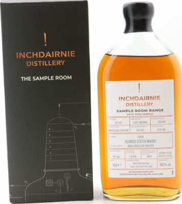 InchDairnie 2017 Sample Room Range Duty Paid Sample Leven 58.2% 500ml