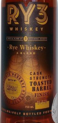 RY3 Rye Whisky Cask Strength 61% 750ml