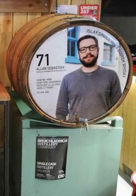 Bruichladdich 2009 Crew Valinch 71 Allan Sebastian Distillery only 62.4% 500ml