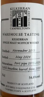 Kilkerran 2013 Warehouse Tasting Campbeltown Malts Festival 2024 Kilkerran warehouse 54.8% 350ml