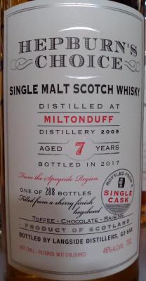 Miltonduff 2009 LsD Sherry Finish Hogshead 46% 700ml