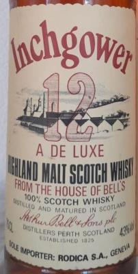 Inchgower 12yo A De Luxe Highland Malt Scotch Whisky from the House of Bell's Rodica S.A. Geneva 43% 750ml