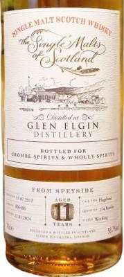 Glen Elgin 2012 ElD The Single Malts of Scotland Crombe Spirits & Wholly Spirits 58.7% 700ml