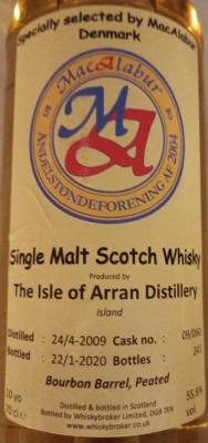 Arran 2009 MacA Bourbon Barrel Peated 55.8% 700ml