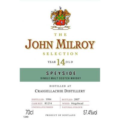 Craigellachie 1994 JY The Selection Hogshead R1214 57.4% 700ml