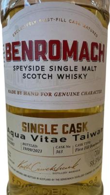 Benromach 2002 Single Cask Aqua Vitae Taiwan 58.3% 700ml