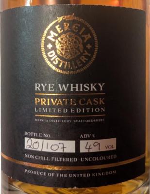 Mercia Whisky 2021 Rye Whisky Private Cask Limited Edition 49% 700ml