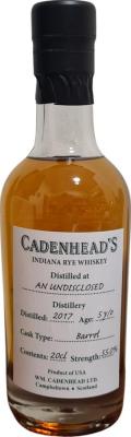 Cadenhead's 2017 CA Indiana Rye Whisky Barrel 55% 200ml