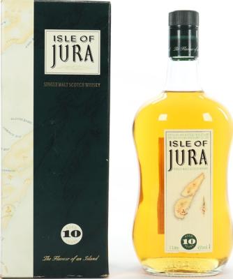 Isle of Jura 10yo Old Square Map Label 1990s For Duty Free Sale Only 43% 1000ml