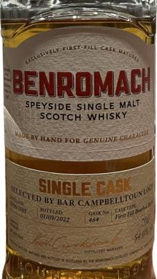 Benromach 2003 Single Cask 1st Fill Bourbon Barrel Bar Campbelltoun Loch Tokyo 54% 700ml