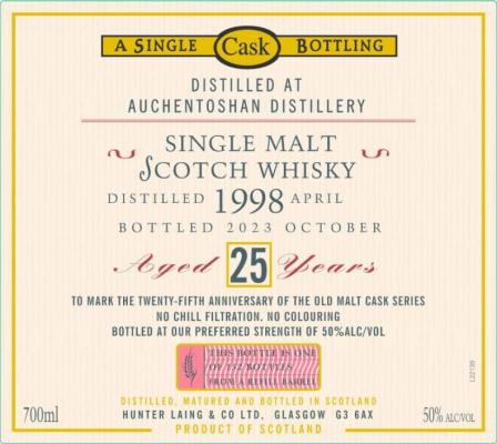 Auchentoshan 1998 HL The Old Malt Cask 25th Anniversary Refill Barrel 50% 700ml