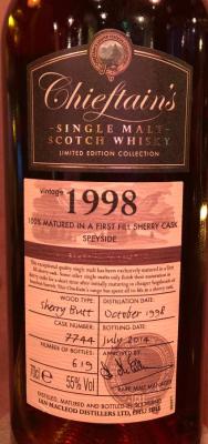 Chieftain's 1998 IM Limited Edition Collection 1st fill sherry cask 7744 55% 700ml