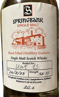 Springbank Hand Filled Distillery Exclusive 58.7% 200ml