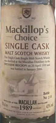 Macallan 1989 McC Single Cask 43% 700ml