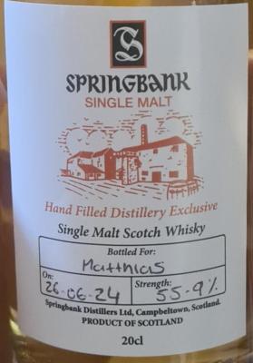 Springbank Hand Filled Distillery Exclusive 55.9% 200ml