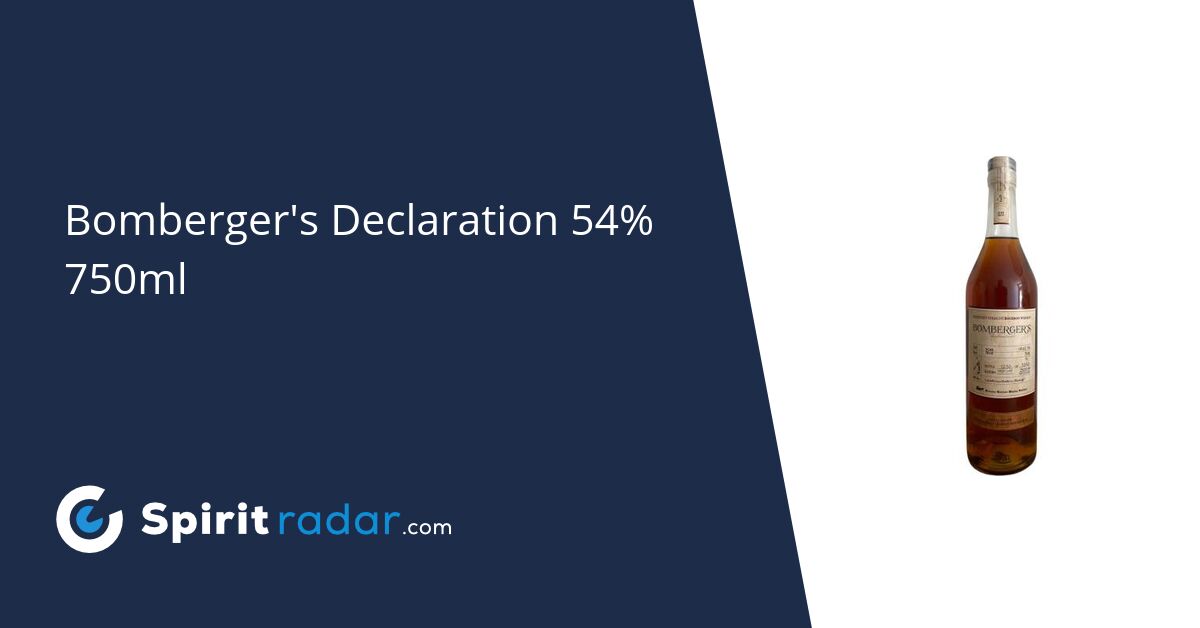 Bomberger's Declaration Charred New American Oak 54 750ml Spirit Radar